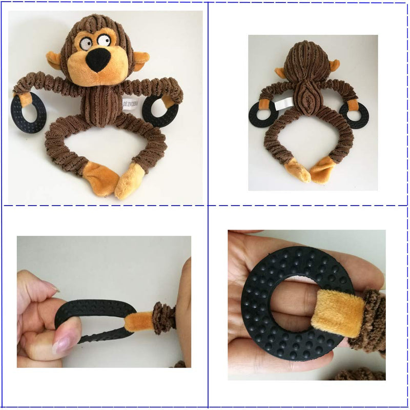 Bello Luna Monkey Dog Squeaky Toy with Rubber Ring for Puppy Small Medium Large Dogs - PawsPlanet Australia