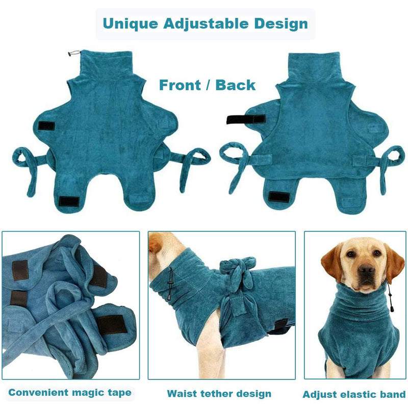 Dog Bathrobe Towel - New Dog Drying Coat with Adjustable Strap Belt Dog Bathrobe Coat Super Absorbent Quick Drying, Dog Bath Towel Comfortable Soft, Pet Dog Cat Bath Robe Towel for Drying Coats (M) M - PawsPlanet Australia