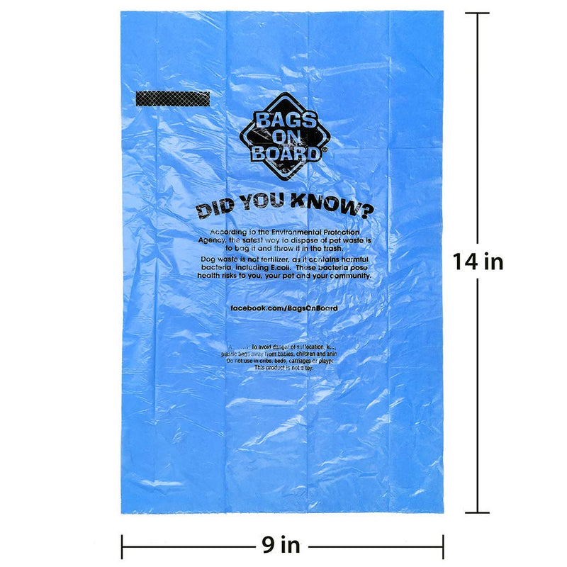 Bags On Board Dog Poop Bags | Strong, Leak Proof Dog Waste Bags | 9 x14 Inches Blue - PawsPlanet Australia