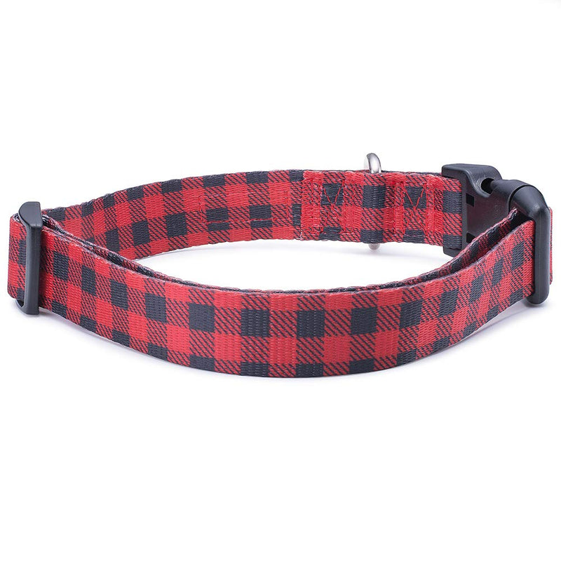 [Australia] - Red Black Lumberjack Plaid Dog Collar Small 