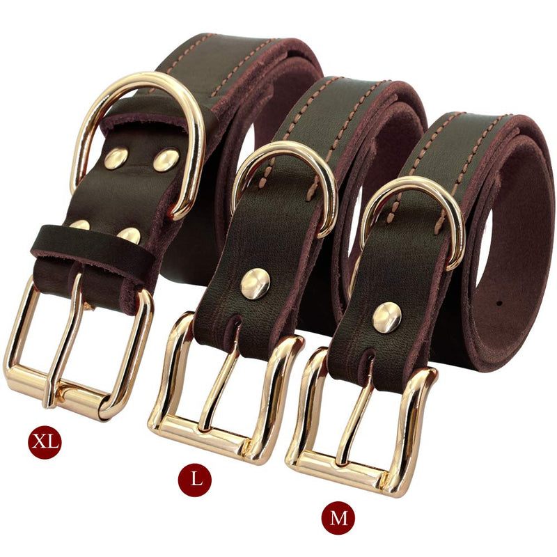 [Australia] - Beirui Genuine Leather Dog Collars - Heavy Duty Durable Military Grade Dog Training Collars - Walking for Medium Large Dogs,Rich Brown,M,L,XL M: Width 1", Neck 14-16.5" Rich Brown 