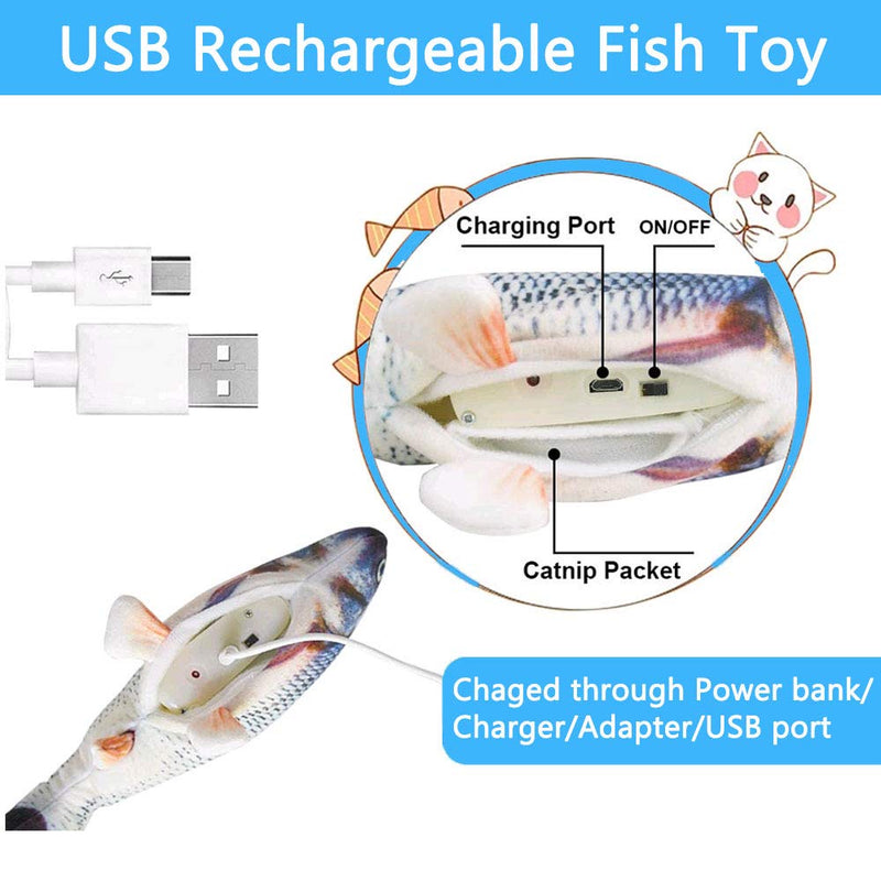 [Australia] - BROUYOUE Electric Moving Fish Cat Toy Realistic Flopping Wagging Fish Cat Toy Catnip Plush Simulation Kicker Toys Motion Kitten Toy Fun Toy for Cat Exercise Interactive A 