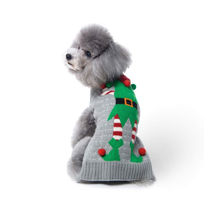 [Australia] - DOGGYZSTYLE Ugly Dog Sweaters for Christmas Pet Cat Clothes Xmas Elf Design Holiday Festive Puppy Jumpers Apparel M(Chest 13.77" x Back Length 12.59") Gray Elk 