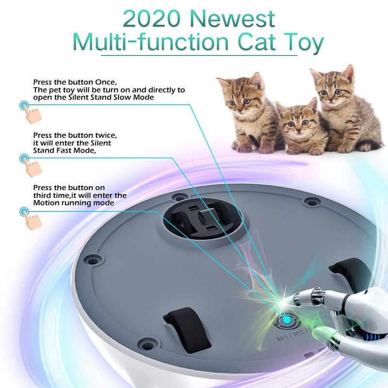 [Australia] - goopow Interactive Cat Toys, Automatic Irregular USB Charging Dog Kitten Pet Ambush Toys, Rotating Feather Ball Indoor Toy for Cat Kitten, Build-in LED Light, Automatic On/Off, Large Capacity Battery 