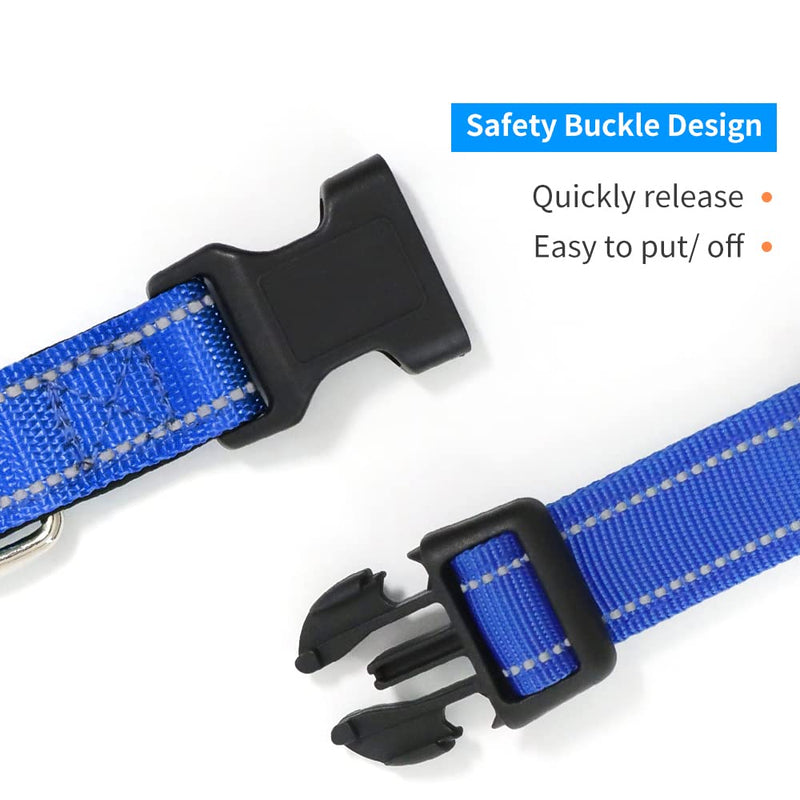 LIEVUIKEN 2 Pieces Reflective Dog Collar with Safety Locking Buckle, Adjustable Soft Breathable Comfortable Nylon Pet Collar for Small, Medium and Large Dogs, 5 Sizes Small(Pack of 2) Black - PawsPlanet Australia