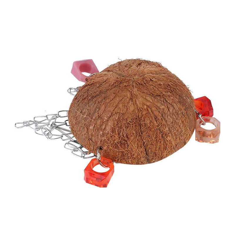 YOUTHINK Natural Coconut Shell Birds Swing Toy Hanging Basket Sling with Acrylic Rings for Squirrel Parrot Budgie Parakeet Cockatiel Conure Lovebird Finch Cockatoo - PawsPlanet Australia