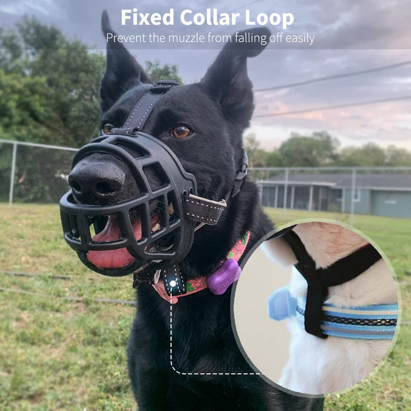 Dog Muzzle,Soft Basket Silicone Muzzles for Dog, Best to Prevent Biting, Chewing and Barking, Allows Drinking and Panting, Used with Collar Black 2(Snout7.5-9.5") - PawsPlanet Australia