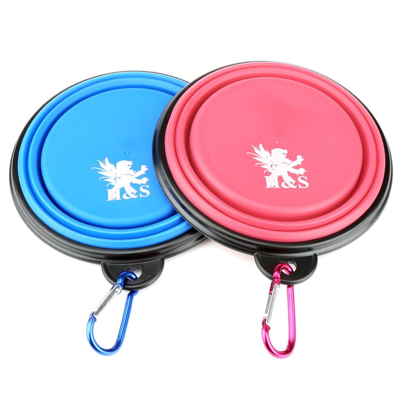 H&S 2 Dog Bowl Collapsible Travel Dog Water Bowl Portable Cat Pet Silicone Food Bowl Small - PawsPlanet Australia