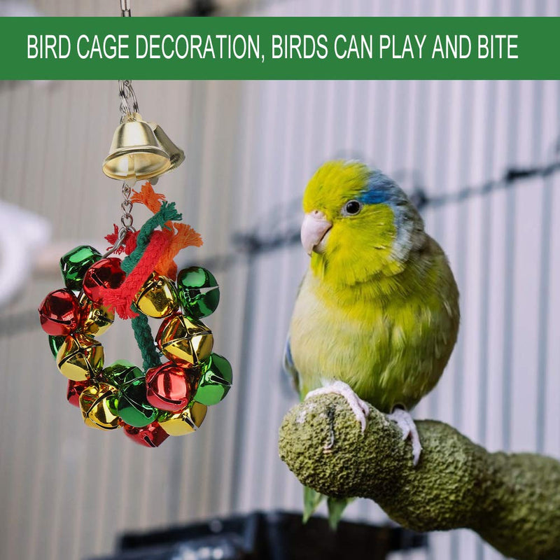 Bird Parrot Toys, Yinuoday 2Pcs Bird Bell Toy Parrot Hanging Toy Pet Bird Parrot Bell Ring Garland Toy Christmas Birdcage Wreath Cage Accessories - PawsPlanet Australia