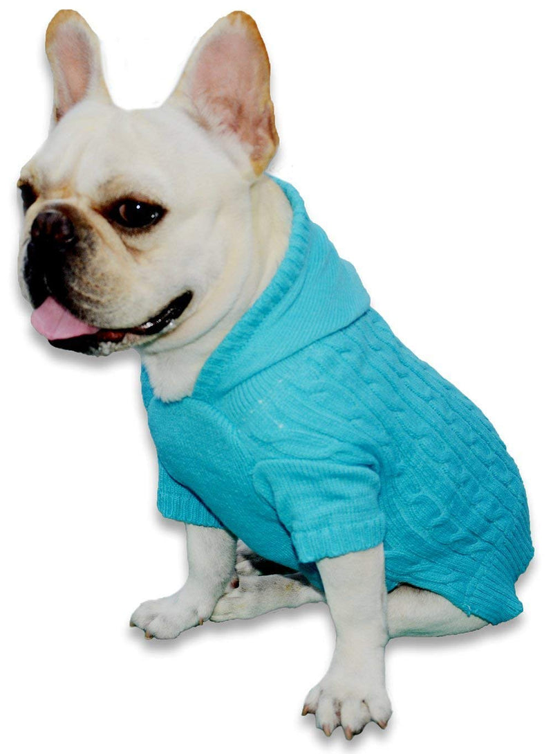 Lanyar Dog Classic Cable Pet Sweater Hoodie for Dogs,Size Runs Smaller, Small fits Pets 3-8Lbs Medium 10-16Lbs, Large 18-25Lbs, XLarge 30-40Lbs,XXLarge 40-55Lbs,XXXLarge 55-70Lbs Sky Blue - PawsPlanet Australia