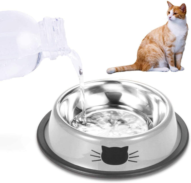 Voarge Set of 3 Cat Feeding Bowls, Stainless Steel Non-Slip Cat Bowl, Cat Bowl Set, Cat Feeding Bowl, Water Feeding Bowl - PawsPlanet Australia