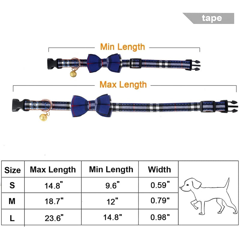 Yizepet Dog Collar with Bow Tie- Adjustable pet Collar for Dogs with Plastic Buckle Collar, Stylish Pattern for Small Medium or Large Boy and Girl Dog and Cat S Blue - PawsPlanet Australia