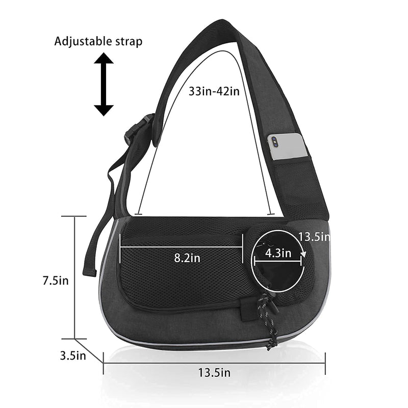 HOOPET Pet Dog Sling Carrier Small Cats Dogs Sling Bag Hand Free Breathable Mesh Adjustable Strap for Outdoor Travel Black - PawsPlanet Australia