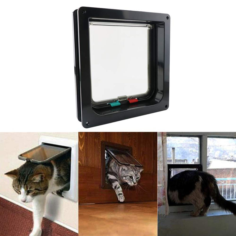 CEESC Cat Flap Door Magnetic Pet Door With 4 Way Lock for Cats, Kitties and Kittens, 3 Sizes and 2 Colors Options (L: 9.25"(W) x 9.84"(H) x 2.17"(D), Black) L- Inner size: 2.17"(D) x 7.08"(W) x 7.48"(H) - PawsPlanet Australia