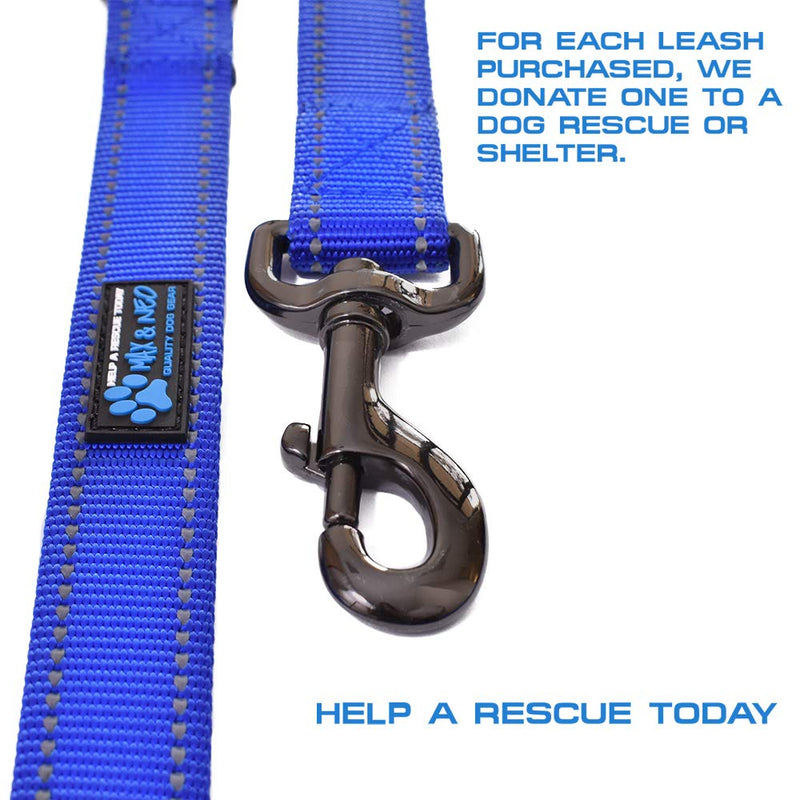 Max and Neo Double Handle Traffic Dog Leash Reflective - We Donate a Leash to a Dog Rescue for Every Leash Sold 4 FT Blue - PawsPlanet Australia