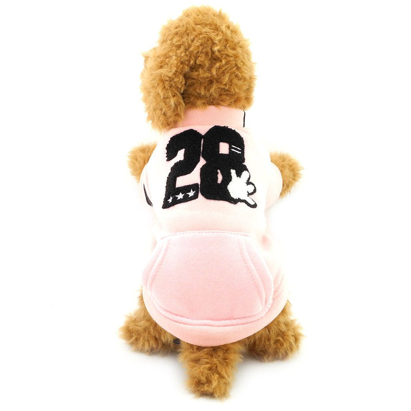 [Australia] - SMALLLEE_Lucky_Store Coat Fleece Lined Sweatshirt Jacket Print Puppy Pet Clothing Han Version Pink Medium 