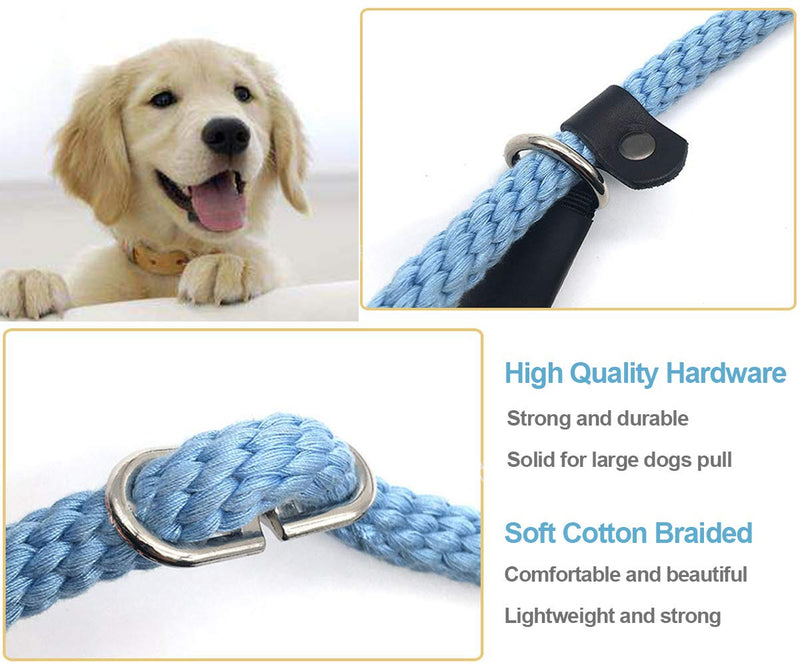 [Australia] - Mycicy Slip Lead Rope Leash for Medium and Large Dogs, 5/8" x 5Ft Soft Cotton Braided Leash, Adjustable No Pull Training Dog Leash 5/8" x 5 Ft Blue 