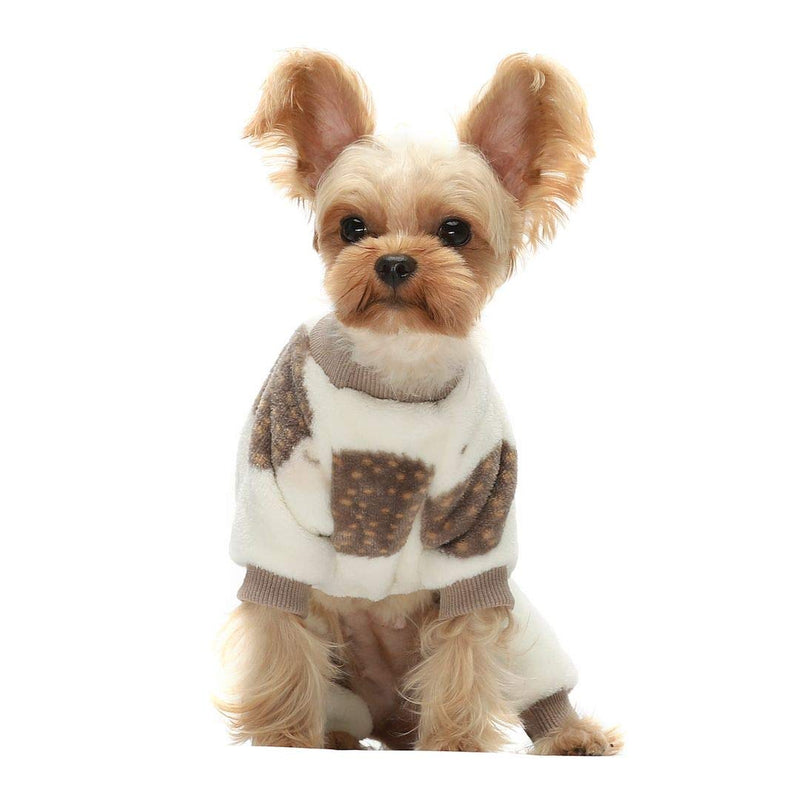 Fitwarm Thermal Pet Winter Clothes for Dog Pajamas Cat Onesies Jumpsuits Puppy Outfits Thick Velvet X-Small Cream White - PawsPlanet Australia