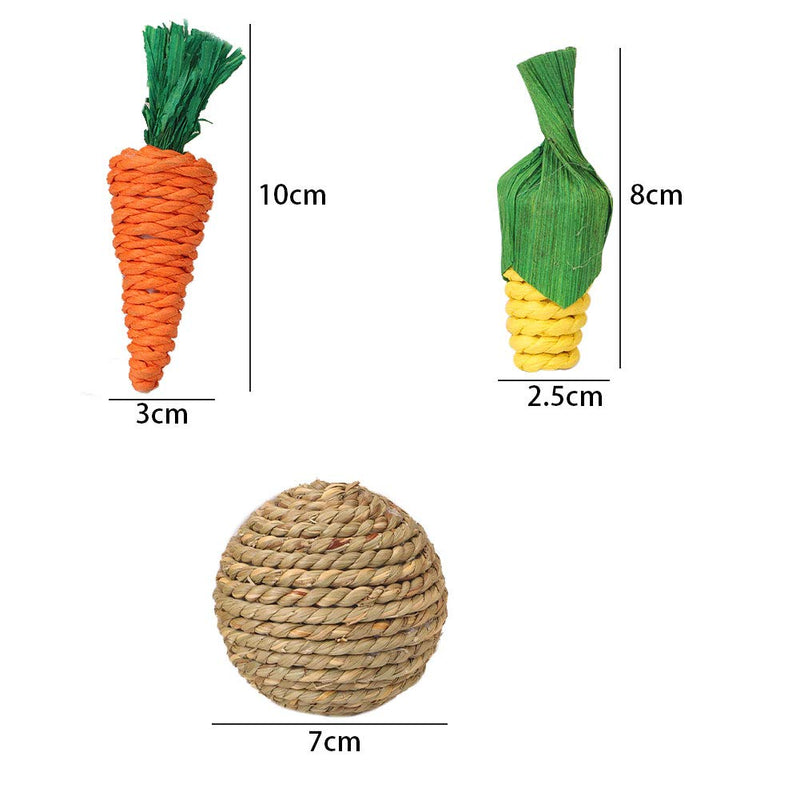 11 Pcs Guinea Pig Toys and Rabbit Toys Boredom Breakers, Grass Balls, Sea Grass Carrots and Corn, Dwarf Hamster Toys for Teething, Gerbil Toys, Rat Toys, Small Animals Toys Rattan Balls - PawsPlanet Australia