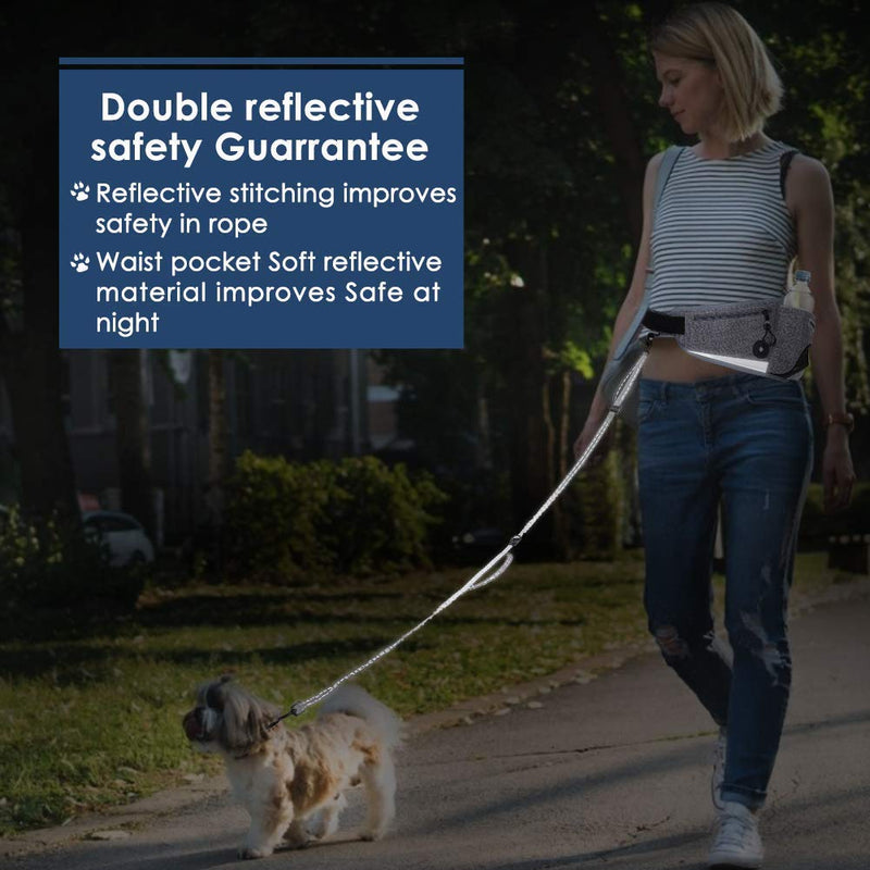 Running Dog Lead with Pocket - YOUTHINK Hands-Free Dog Walking Leash with Durable Waist Belt and Comfort Dual Padded Handles Perfect for Walking Running Jogging 19.8 x 17 x 1.3 cm - PawsPlanet Australia