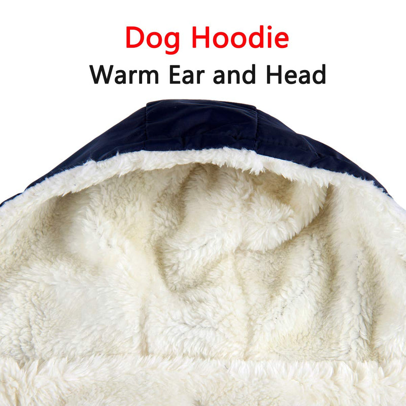 Vecomfy Fleece and Lining Extra Warm Dog Hoodie in Winter,Small Dog Jacket Puppy Coats with Hooded X-Small (Pack of 1) Blue - PawsPlanet Australia