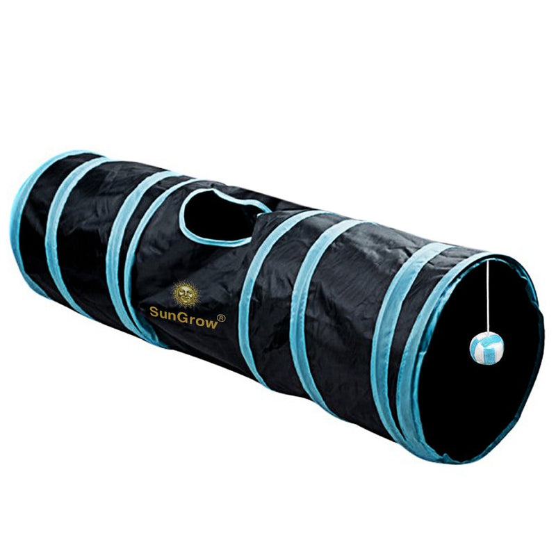 [Australia] - SunGrow Collapsible Cat Tunnel, 36 Inches Long with 3 Openings, Interactive Play Toy with Peep Hole and Crinkle Ball, Ideal for Multi-Cat and Independent Play 