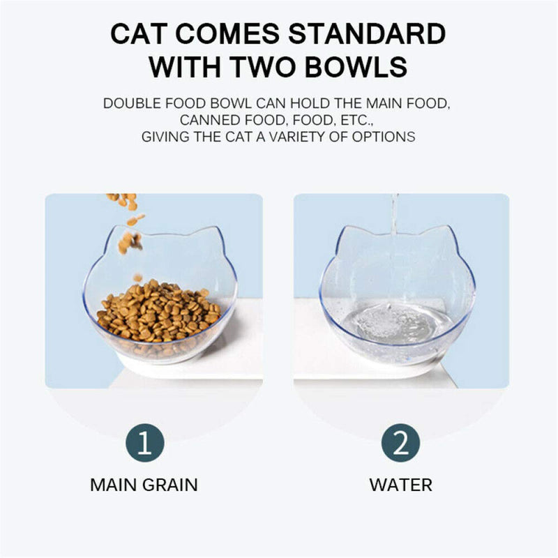 WESTLINK Double Cat Bowl with Raised Stand 15°Tilted Elevated Platform Pet Food & Water Feeders Bowls for Cats & Small Dogs - PawsPlanet Australia