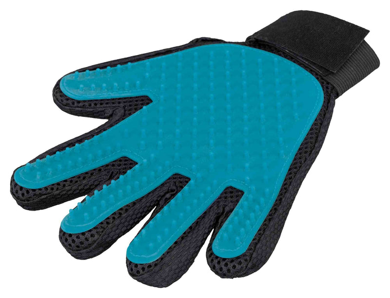 Trixie 23393 grooming glove, 16 × 24 cm, black/turquoise - PawsPlanet Australia