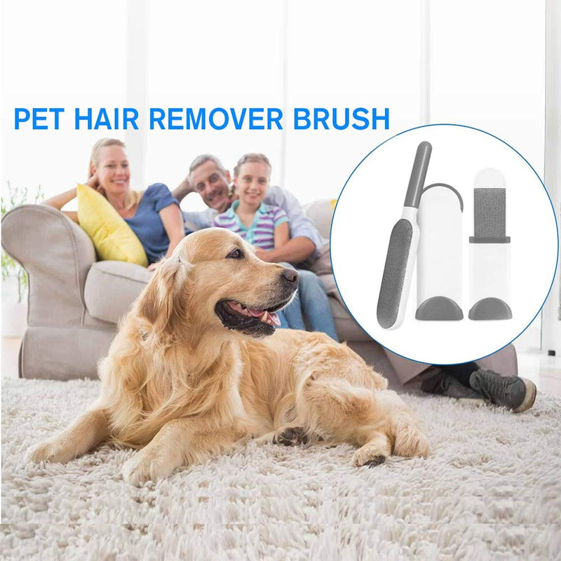 furrybaby Pet Hair Remover Brush with Self Cleaning Base, Double-Sided Lint Brush Removes Dog Cat Fur from Clothing, Furniture, Car Set-Travel Size Included Gray - PawsPlanet Australia