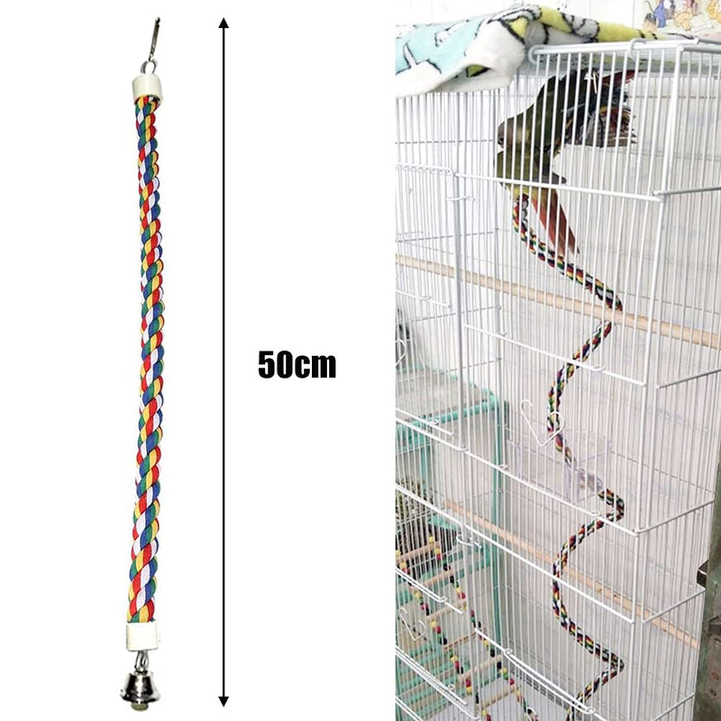NALCY Bird Rope Bungee, 2 Pcs Bird Rope, Bird Cotton Rope, Colorful Bird Rope Relaxing Balancing Coordinating Agility Bird Rope for Small Parakeets Cockatiels, Macaws, Lovebirds, Finches, 50 cm - PawsPlanet Australia