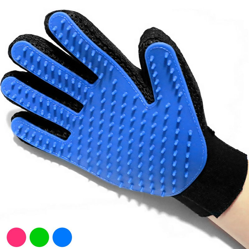 [Australia] - VIZPET Pet Grooming Glove - Dog Brush Deshedding Glove Pet Hair Remover Pet Mitt Massage Tool for Dogs,Cats,Small Animals Blue 