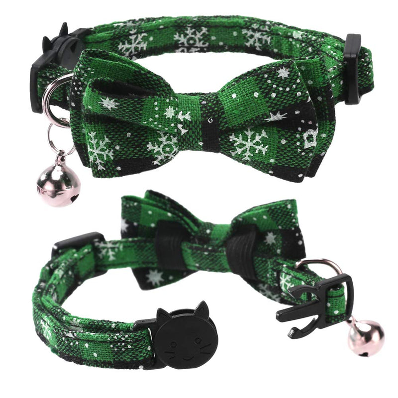 [Australia] - Lamphyface 2 Pack/Set Christmas Cat Collar Breakaway with Cute Bow Tie and Bell for Kitty Adjustable Safety Plaid 