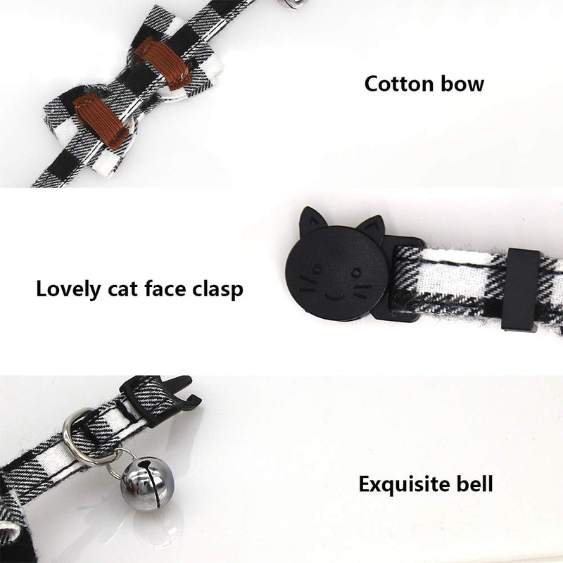 SLSON 4 Pack Cat Collars Breakaway with Bell Cat Collars with Cute Bowtie for Pet Kitten Cats and Small Dogs Pets Adjustable from 8-11In Plaid - PawsPlanet Australia