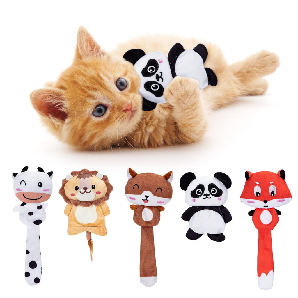 Nobleza Catnip Toys for Indoor Cats, 5 Pack Cute Kitten Teething Chew Toys, Plush Bite Resistant Cat Toys with Crinkle Paper and Organic Catnip, Animal Shapes Kitty Toy for Bored Cats - PawsPlanet Australia