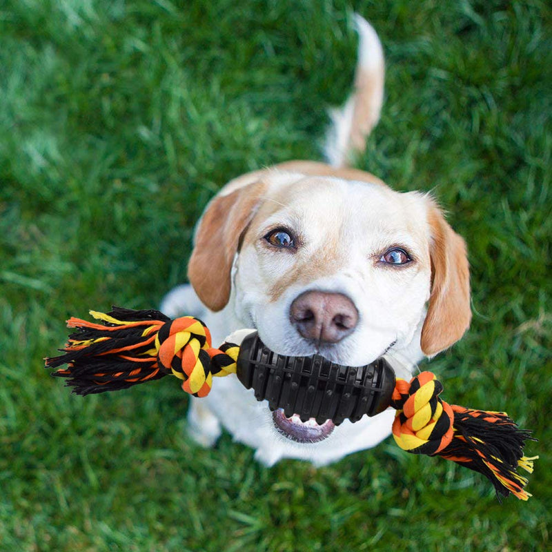 Durable Dog Chew Toys Strong Rubber Chew Toy with Rope Interactive Pet Toys Puppy Teething Toy for Aggressive Chewers Big Medium and Large Dogs - PawsPlanet Australia