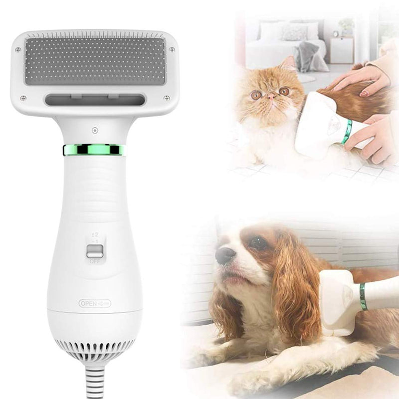 LUOWAN 2-In-1 Pet Dog Hair Dryer Comb 300W Low Noise Grooming Blower with Adjustable Temperatures Settings for Small and Medium Dogs and Cats(UK Plug) - PawsPlanet Australia