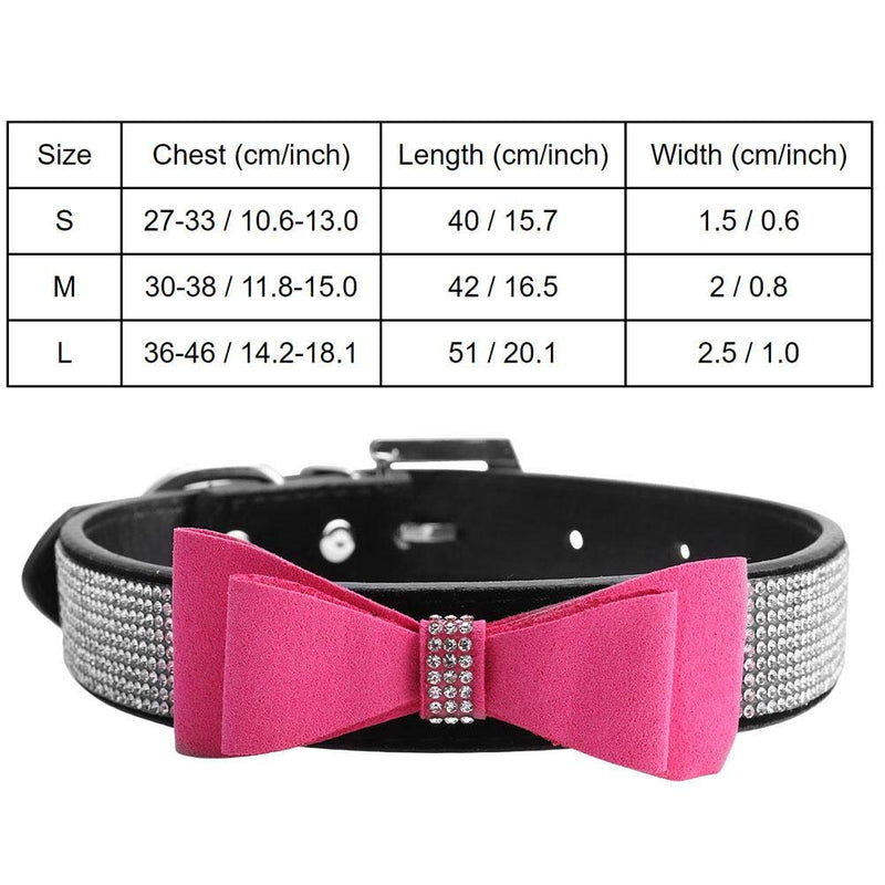 Dog and Cat Collar with Bowtie Crystal Rhinestones Pet Collar Adjustable PU Leather Dog Collar Bowknot Collar for Small Dog Puppy Doggie(S) S - PawsPlanet Australia