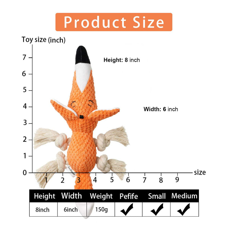 Sedioso Plush Dog Toy,Interactive Stuffed Fox Dog Toys for Boredom,Cute Squeaky Dog Chew Toys for Puppy,Small,Medium,Large Breed - PawsPlanet Australia