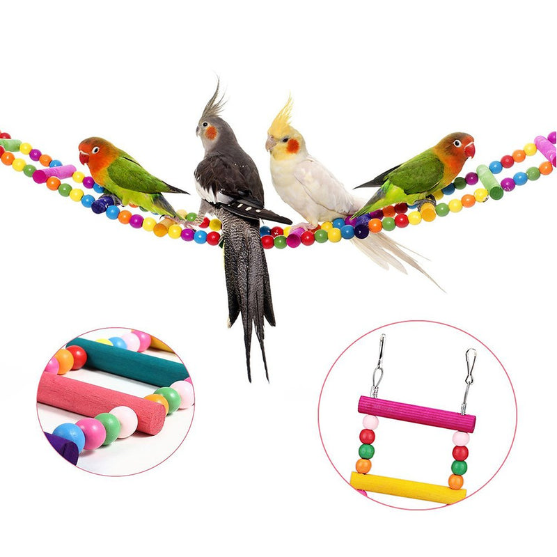 Bello Luna Rainbow Parrot Ladder Flexible Wooden Swing Toys for Bird - PawsPlanet Australia