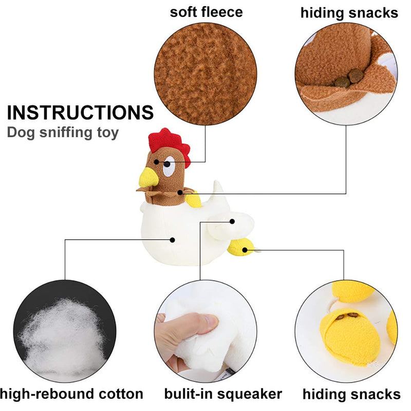 Chipet studio Dog Toys, Plush Dog Toys, Chicken Shaped Lay Egg Dog Snuffle Toy, Hide and Seek Sniffing Interactive Puzzle Toy with Squeaker, Increase IQ Cute Puppy Toy - PawsPlanet Australia