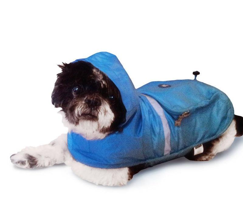 Frenchie Mini Couture Waterproof Dog Raincoat, Blue Medium - PawsPlanet Australia