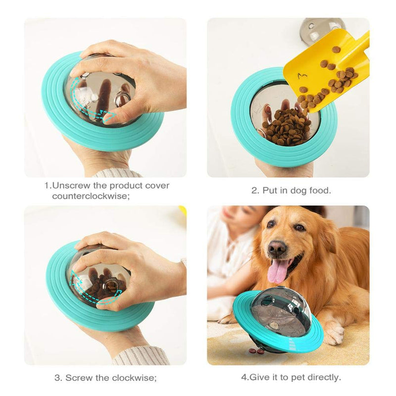 [Australia] - Minishop Dog Treat Ball Toy UFO Food Dispenser Puzzle Slow Feeder Ball Dog Toy IQ Ball Blue 