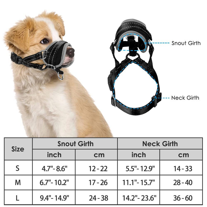 Nasjac Dog Muzzles, Soft Nylon Muzzle for Dogs to Prevent Biting Anti Barking Stop Chewing Eating Adjustable Dog Mouth Guard for Daily Behavior Training, Durable Small Medium Large Dog Muzzle S Black - PawsPlanet Australia