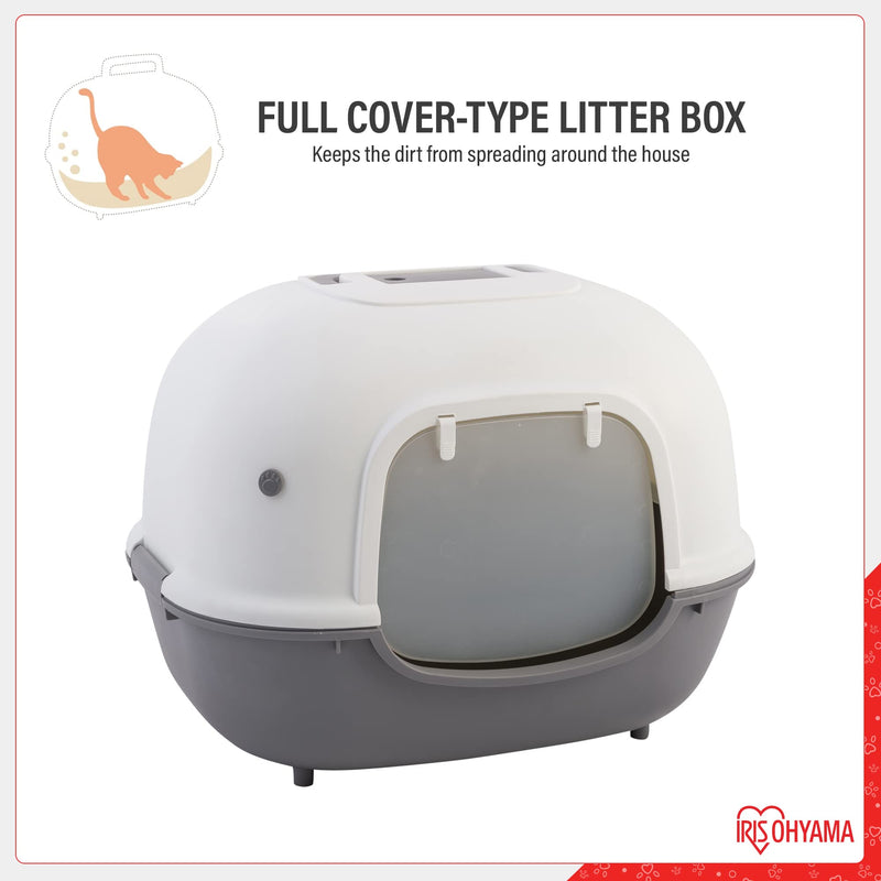 Iris Ohyama, Cat Litter Box, Closed Cat Litter Box, Scoop, L40 x D51 x H39 cm, WNT-510, Gray WNT-510, Closed / Wide - PawsPlanet Australia
