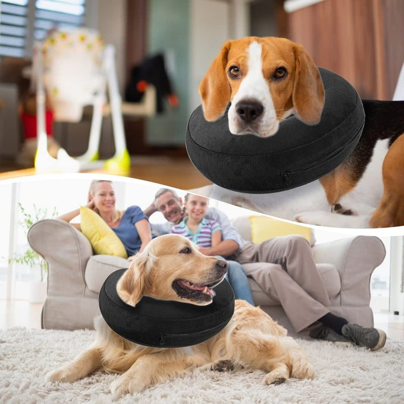 Nasjac Inflatable Neck Brace Dog & Cat, Adjustable Soft and Comfortable Dog Collar Leak Protection with Quick Release, Prevent Pets from Touching and Licking Wounds After Surgery M+ Black - PawsPlanet Australia