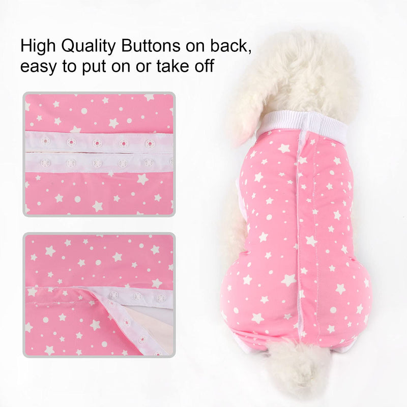 Etdane Small Dog Onesies Surgical Recovery Suit Abdominal Wounds Protector Post-Operative Shirt Pet E-Collar Alternative Vest for Home Outdoor Pink Star Medium M - PawsPlanet Australia