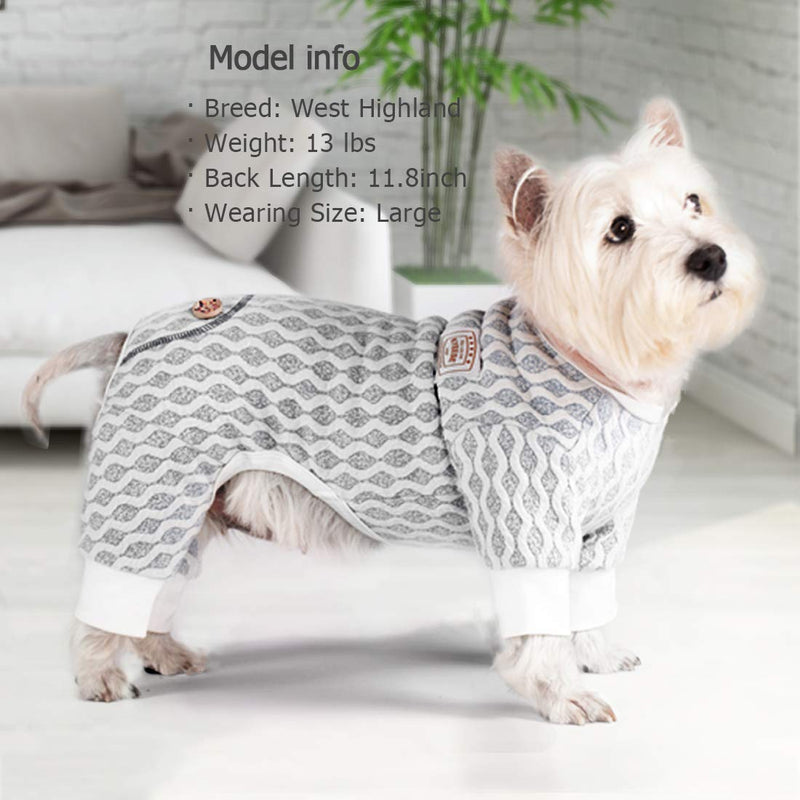 KYEESE Dog Pajamas Stretchable Dog Jumpsuit 4 Legs Pet PJS Puppy Cat Pajama Onesie for Fall Winter X-Small Grey - PawsPlanet Australia