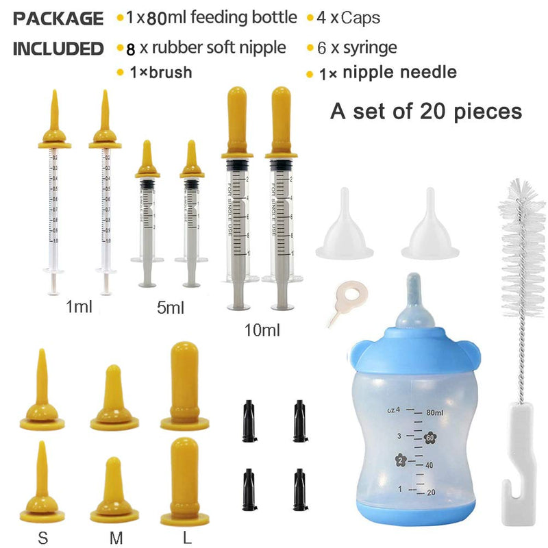 Aidiyapet Pet Syringe Original Nipple with Syringe-s and Feeding Nursing Bottle for Kittens Pet, Best Suited for Small Mammals Neonates Week Old Kittens Puppy Feeding Kit 15Pack - PawsPlanet Australia