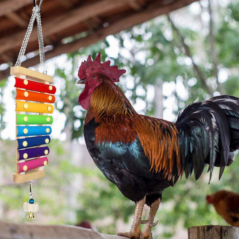 [Australia] - MONFINA Chicken Xylophone Toy for Hens，Suspensible Chicken Toys with 8 Metal Keys of Grinding Stone for Chicken Coop Pecking Toys 