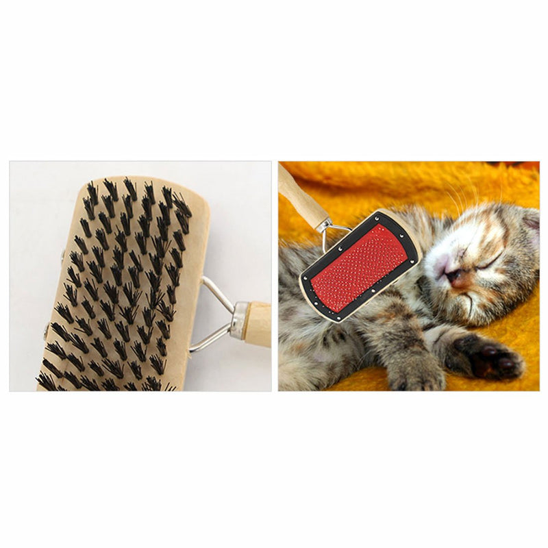 [Australia] - Pets Slicker Brush, Double sided brush (bristle, soft pin) wood handle 